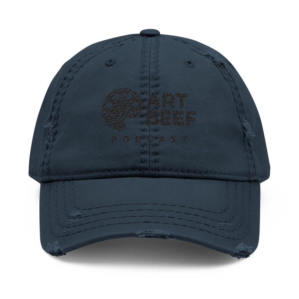 Black Art Beef Logo Distressed Dad Hat (Embroidery)