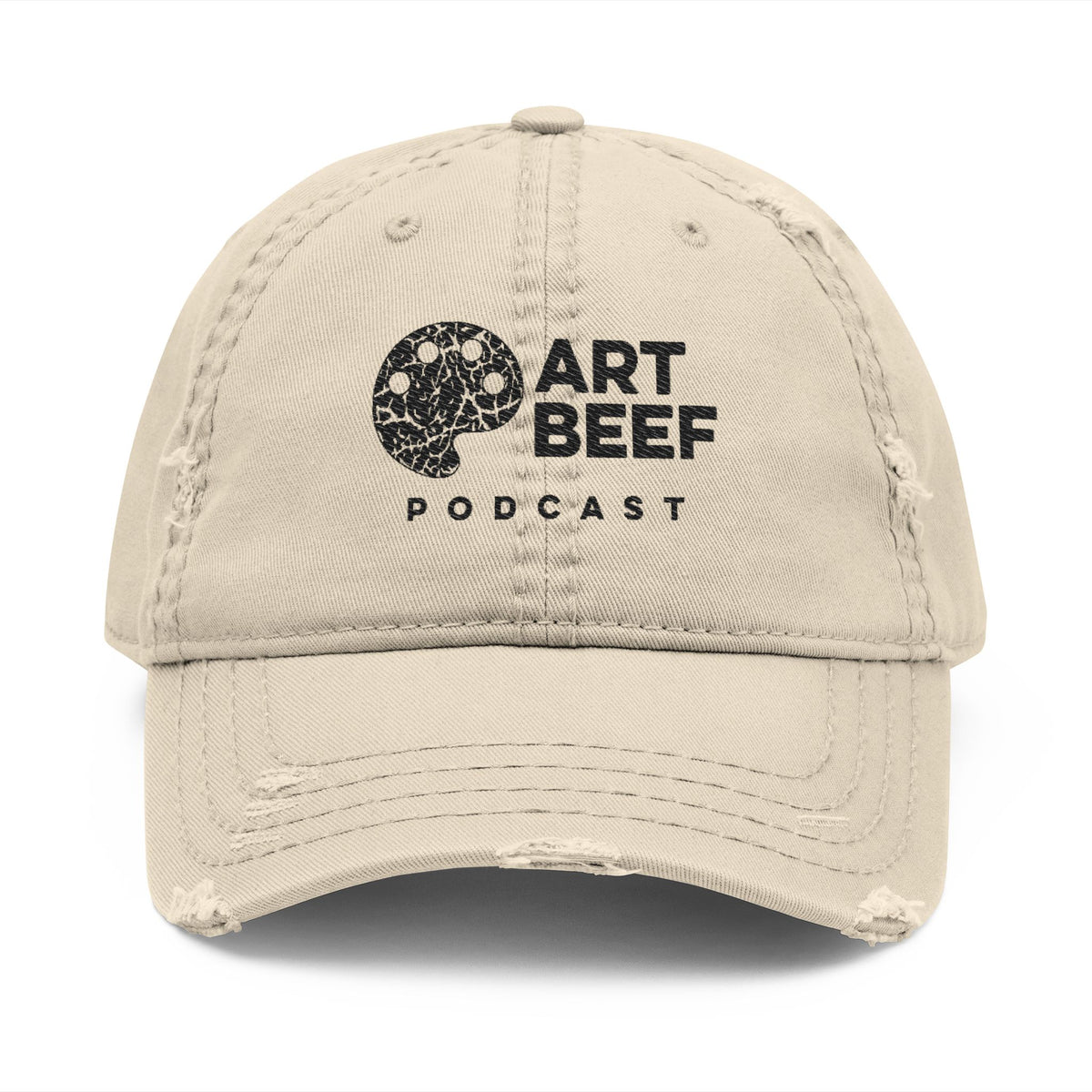 Black Art Beef Logo Distressed Dad Hat (Embroidery)