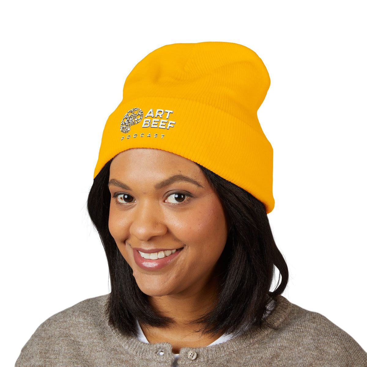 White Art Beef Logo Classic Cuffed Beanie (Embroidery)