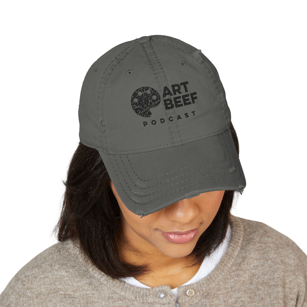 Black Art Beef Logo Distressed Dad Hat (Embroidery)