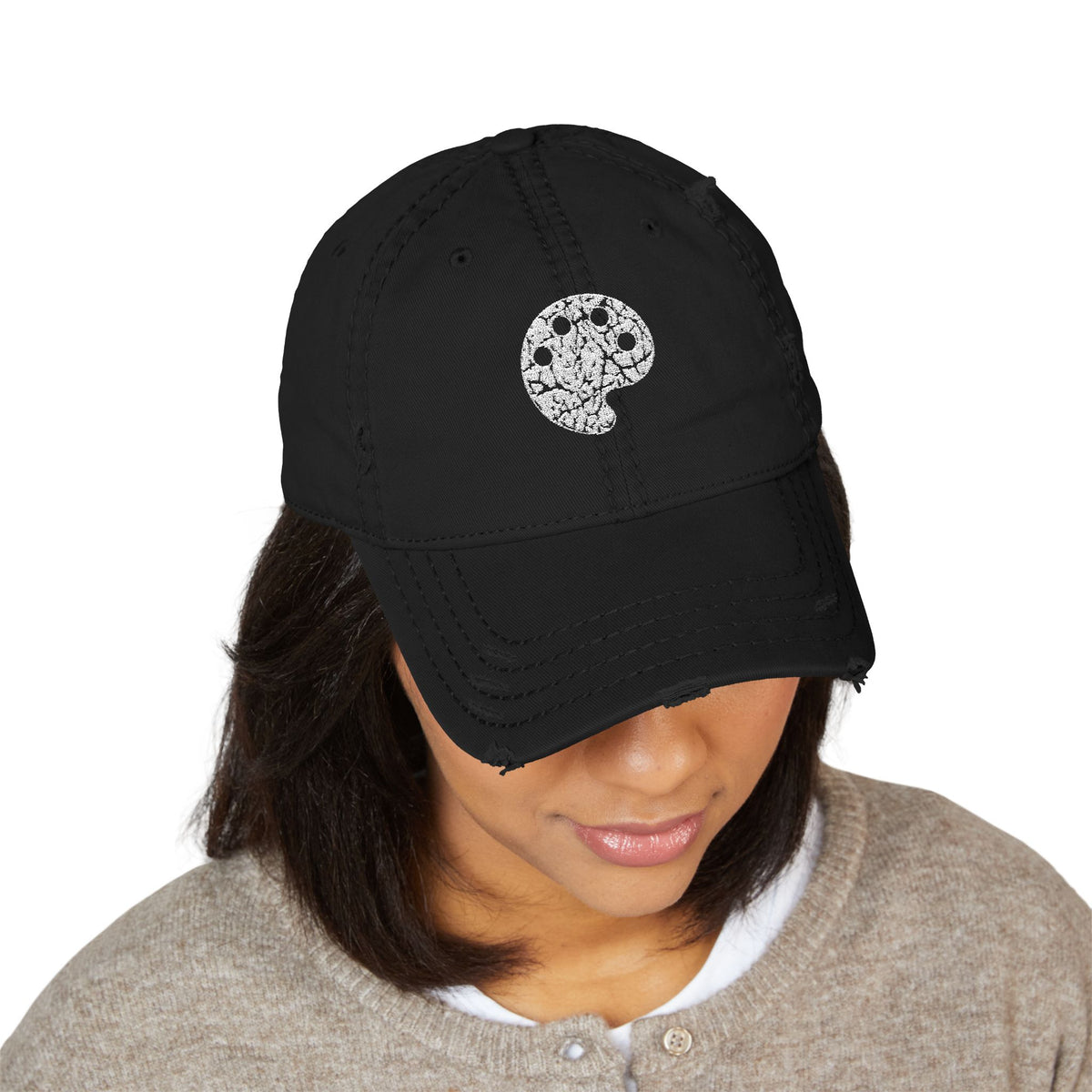 White Art Beef Palette Distressed Dad Hat (Embroidery)