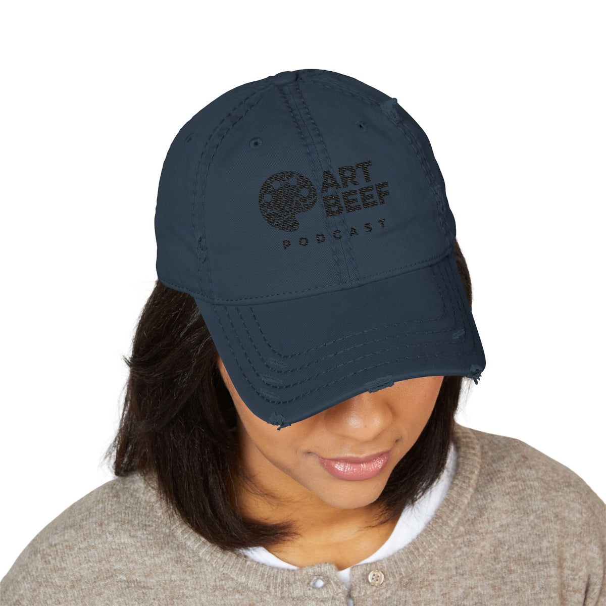 Black Art Beef Logo Distressed Dad Hat (Embroidery)