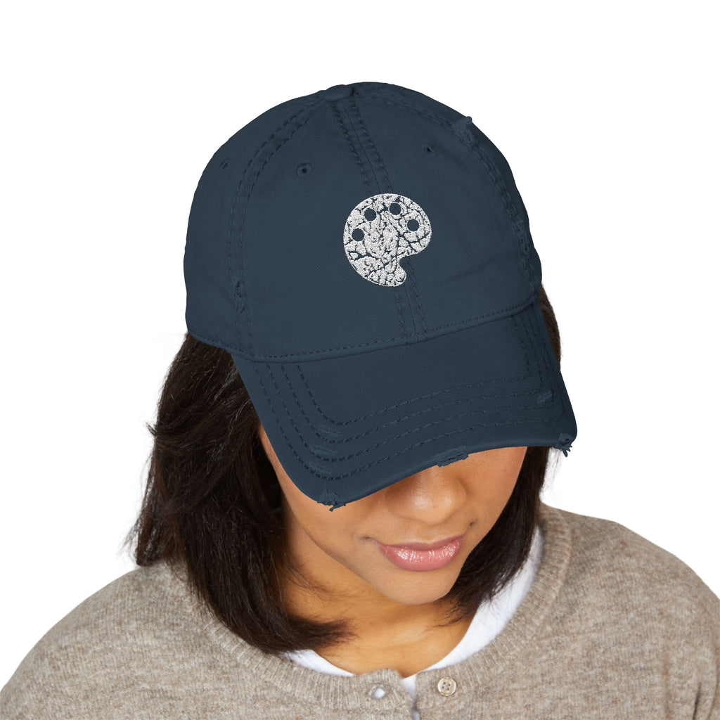 White Art Beef Palette Distressed Dad Hat (Embroidery)