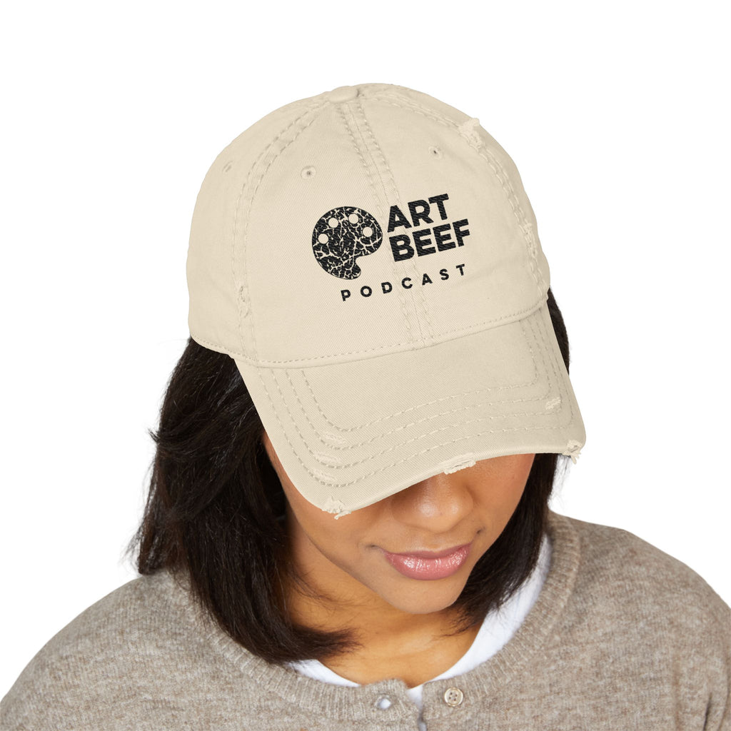 Black Art Beef Logo Distressed Dad Hat (Embroidery)