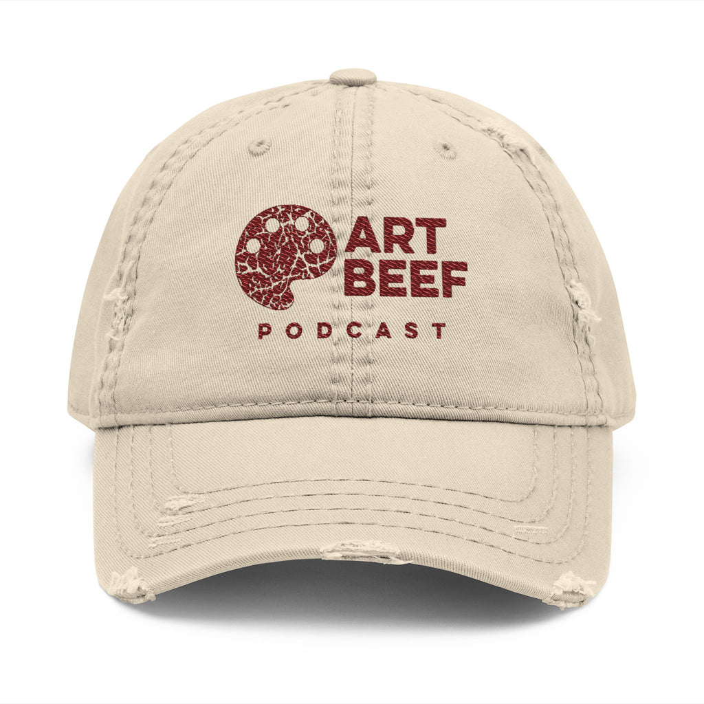 Red Art Beef Logo Distressed Dad Hat (Embroidery)