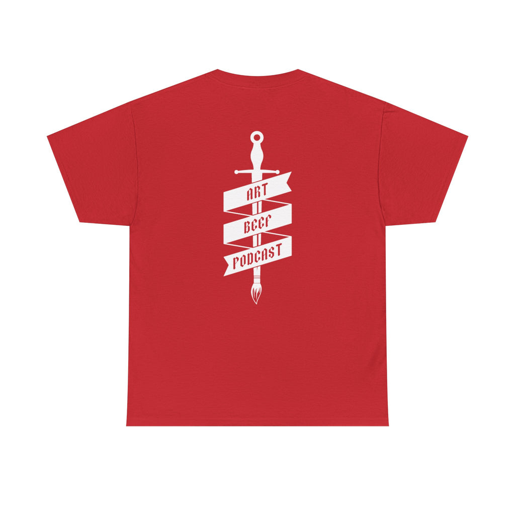 White Opt 2 Art Beef Podcast Heavy Cotton Tee 2