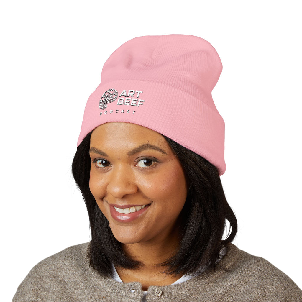 White Art Beef Logo Classic Cuffed Beanie (Embroidery)