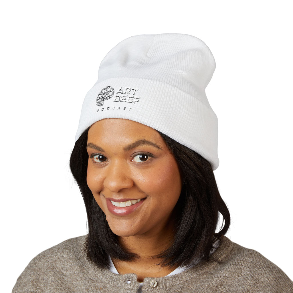 White Art Beef Logo Classic Cuffed Beanie (Embroidery)