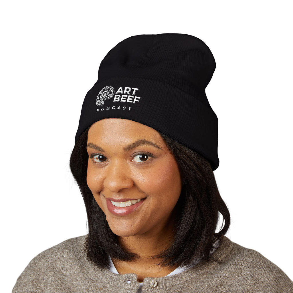 White Art Beef Logo Classic Cuffed Beanie (Embroidery)