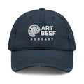 White Art Beef Logo Distressed Dad Hat (Embroidery)