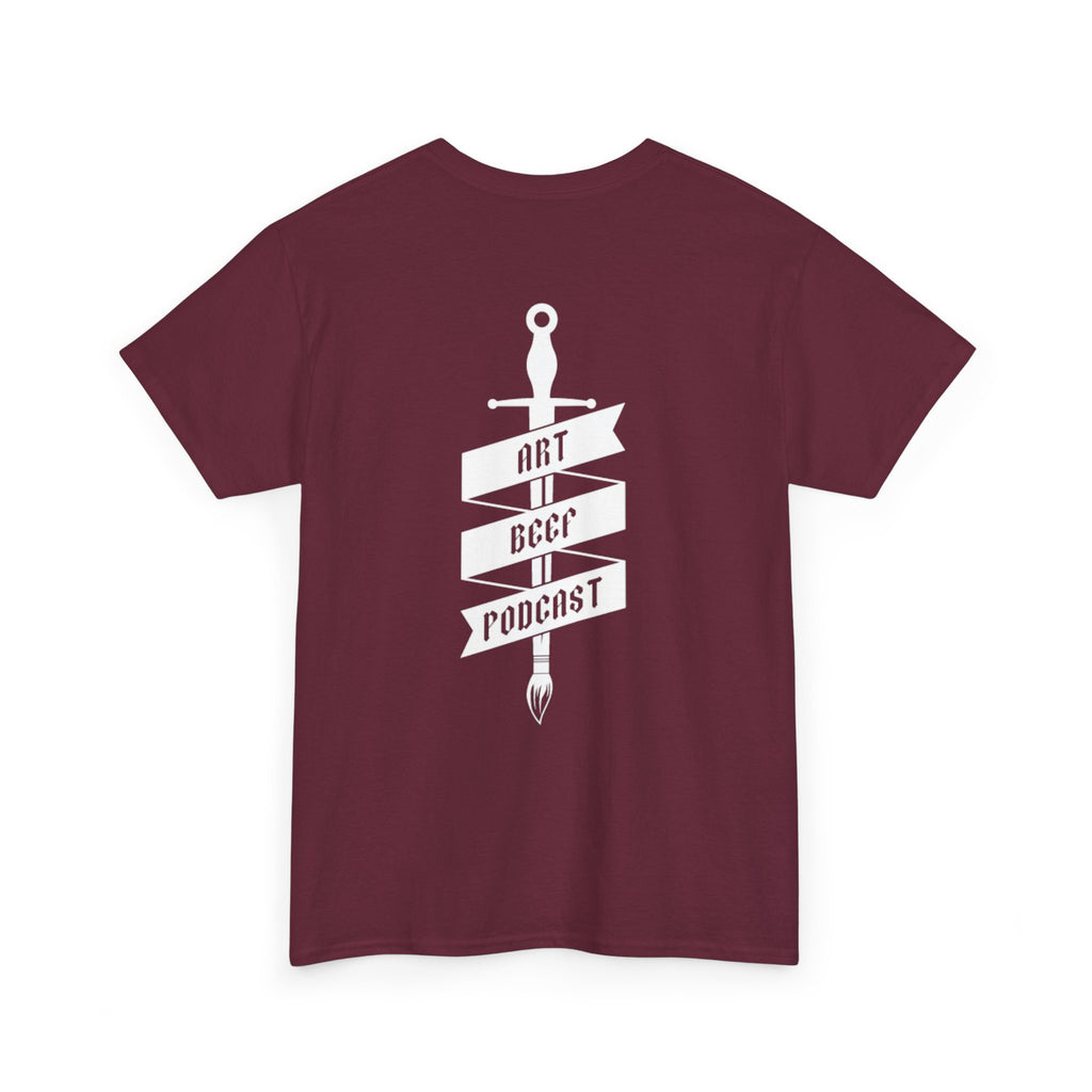 White Opt 2 Art Beef Podcast Heavy Cotton Tee 2