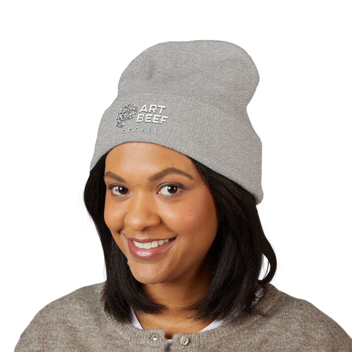White Art Beef Logo Classic Cuffed Beanie (Embroidery)